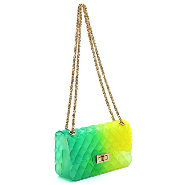 Quilt Embossed Multi Color Jelly Shoulder Bag