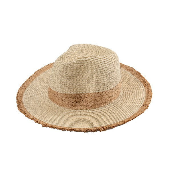 GRAYED BRIM BEACH STRAW HAT