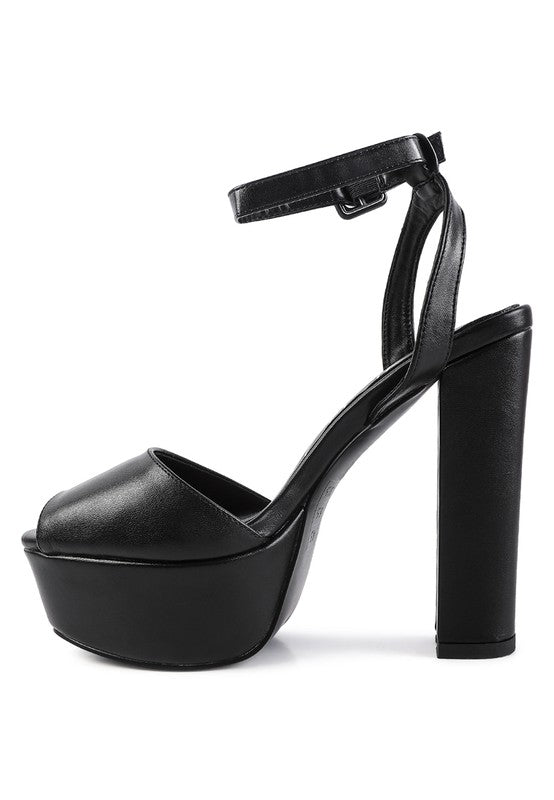 RAGER PEEP-TOE HIGH PLATFORM BLOCK SANDALS