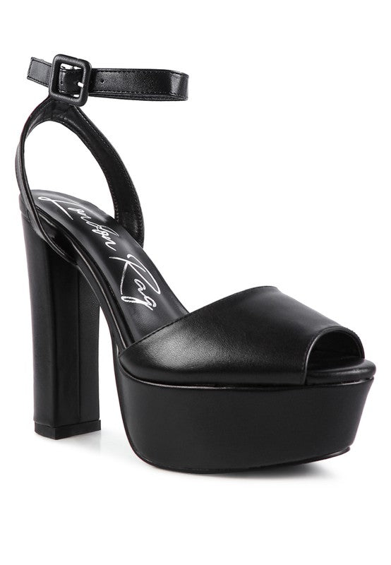 RAGER PEEP-TOE HIGH PLATFORM BLOCK SANDALS