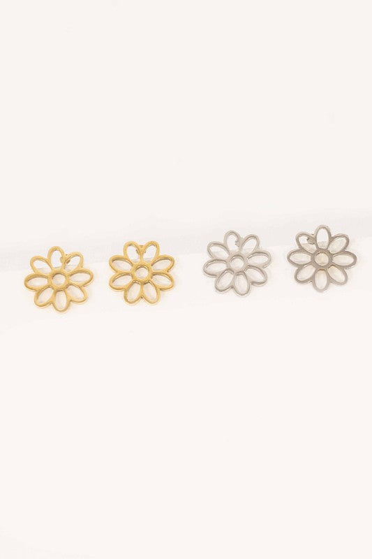 Daisy Outline Stud Earrings