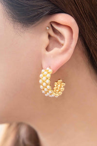 Pearl Lattice Hoop Earrings