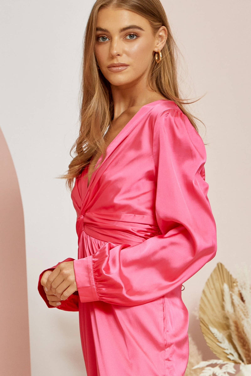 Galentines V Neck Satin Jumpsuit