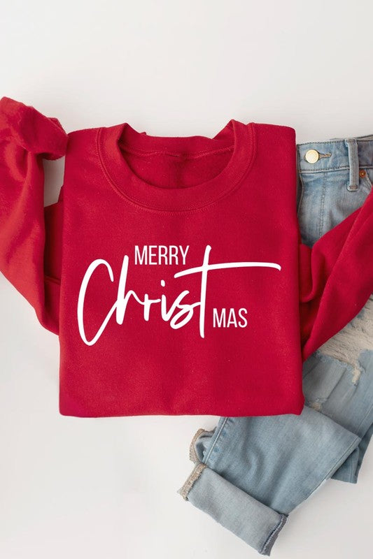 Merry Christmas Graphic Fleece Sweatshirts