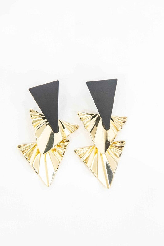 Ruffled Gold Drop Earrings