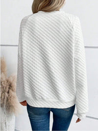 Notched Long Sleeve Sweatshirt