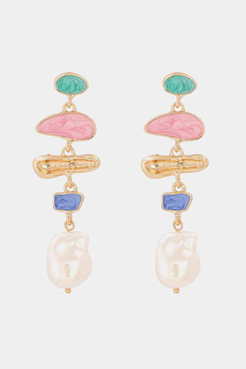 Abnormal Shape Zinc Alloy Synthetic Pearl Dangle Earrings