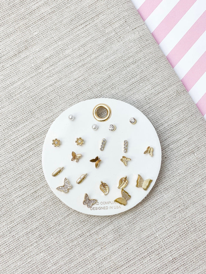 Dainty Butterfly and Floral Stud Earring Sets