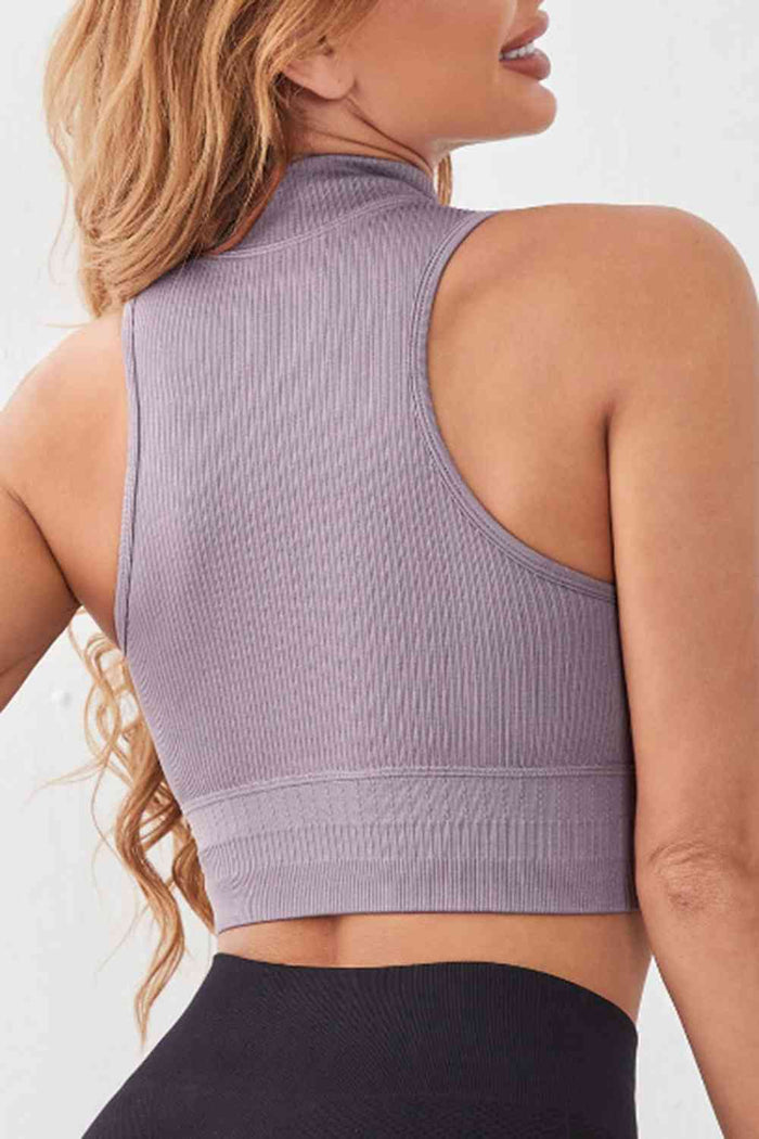 Mock Neck Ribbed Sports Tank